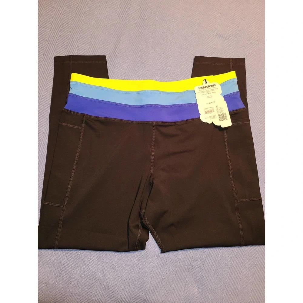 Love & Sports Activewear Leggings Women's Size XL(16-18) Pull On Pockets (N)
